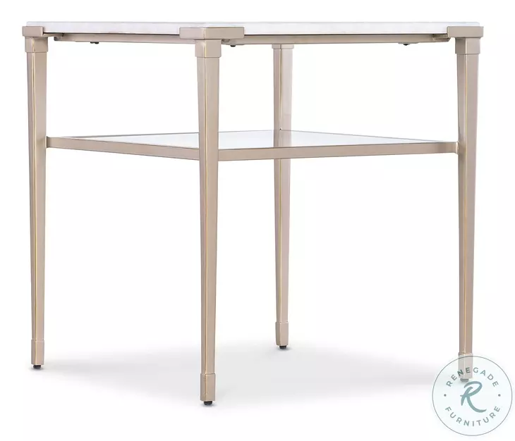 Melange Champagne And White Genesis Stone Top Jen End Table