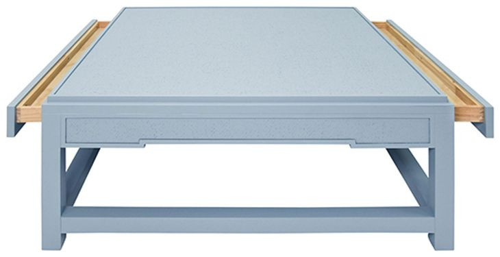 Locklin Light Blue Lacquer 40" Rectangular Coffee Table