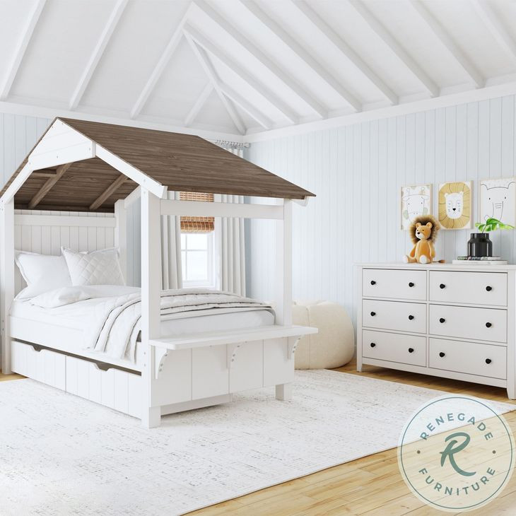 Lodge Cookies and Cream Twin Storage Bed with Full Roof