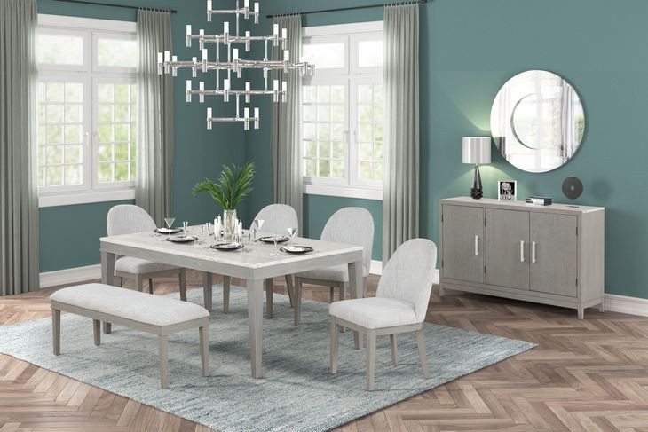 Essence Beige And Gray Upholstered Dining Bench
