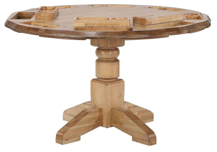 Logans Edge Brown 52" Round Adjustable Height Game Table with Flip Over Chip Holders