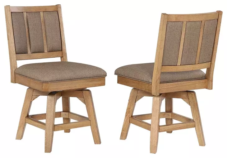Logans Edge Brown Swivel Upholstered Game Chair Set of 2