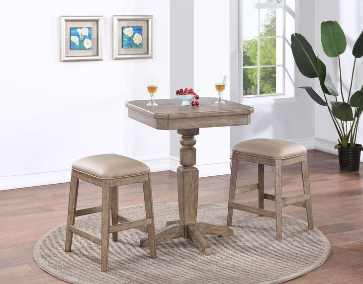 Logans Point Beige Upholstered Saddle Backless Barstool