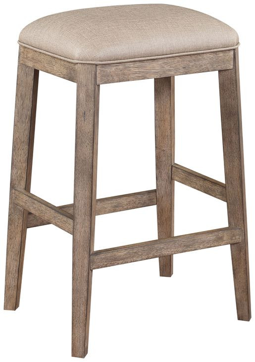 Logans Point Beige Upholstered Saddle Backless Barstool