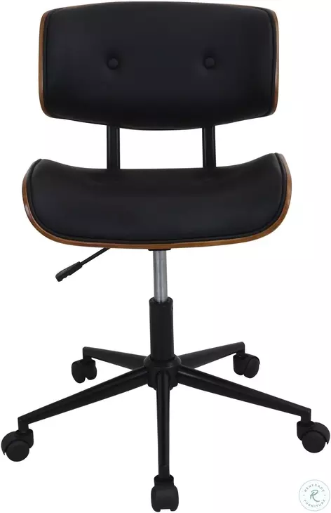 Lombardi Walnut And Black Adjustable Office Chair From Home