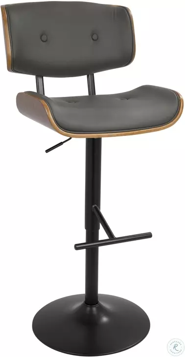 Lombardi Walnut And Gray Adjustable Bar Stool