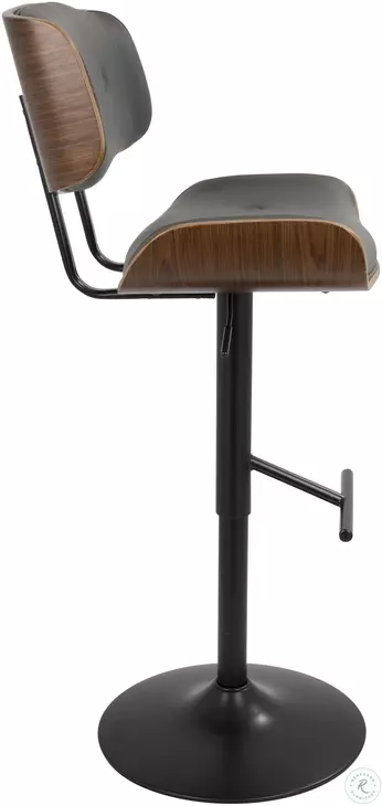 Lombardi Walnut And Gray Adjustable Bar Stool