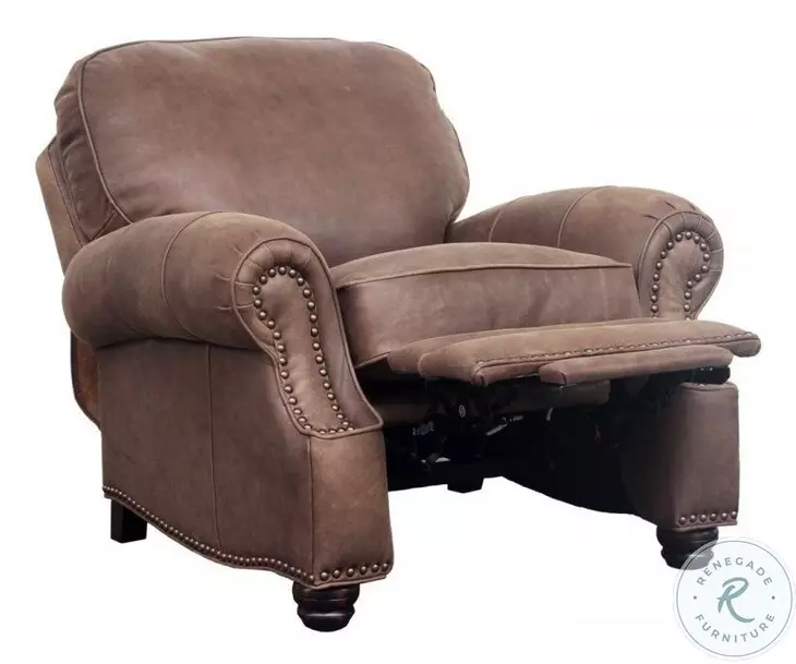 VINTAGE UNBORN CALF CUSHION ハラコ 縦45 横45 Longhorn Dark Sanded Bomber Leather Recliner from Barcalounger