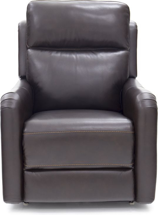 Longview Rainer Walnut Leather Power Lift Recliner with Nailhead Trim and USB Charging
