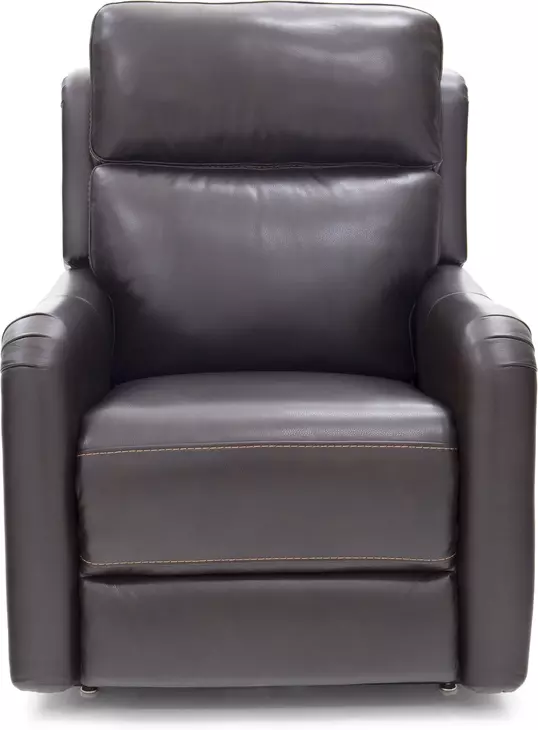 Longview Rainer Walnut Leather Power Lift Recliner with Nailhead Trim and USB Charging