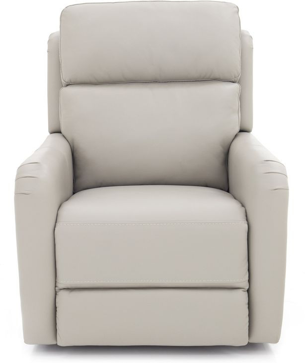 Longview Rainer Dove Leather Power Lift Recliner with Nailhead Trim and USB Charging