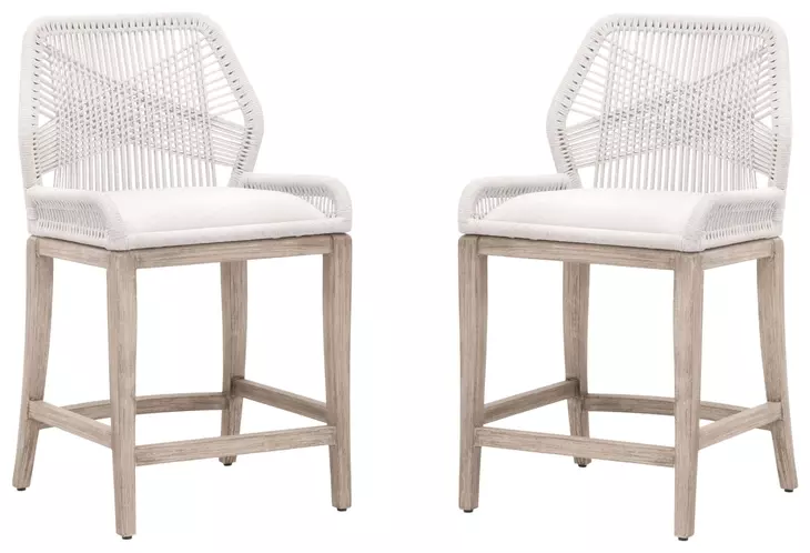 Loom White Upholstered Counter Height Stool Set of 2