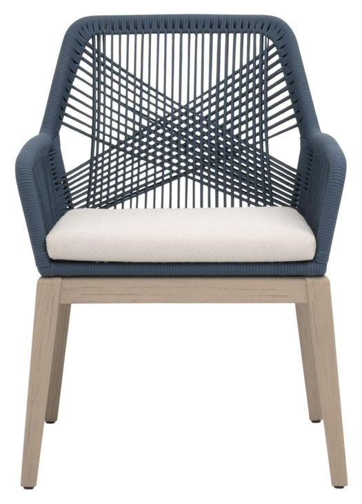 Loom White Performance Fabric Upholstered Outdoor Arm Chair Set of 2