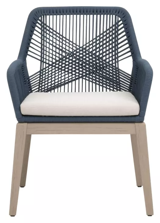 Loom White Performance Fabric Upholstered Outdoor Arm Chair Set of 2