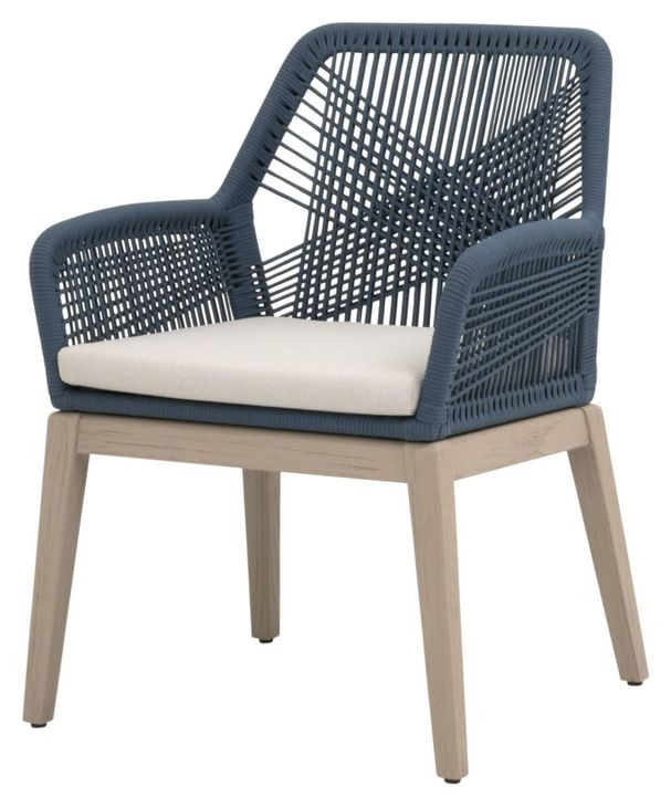 Loom White Performance Fabric Upholstered Outdoor Arm Chair Set of 2