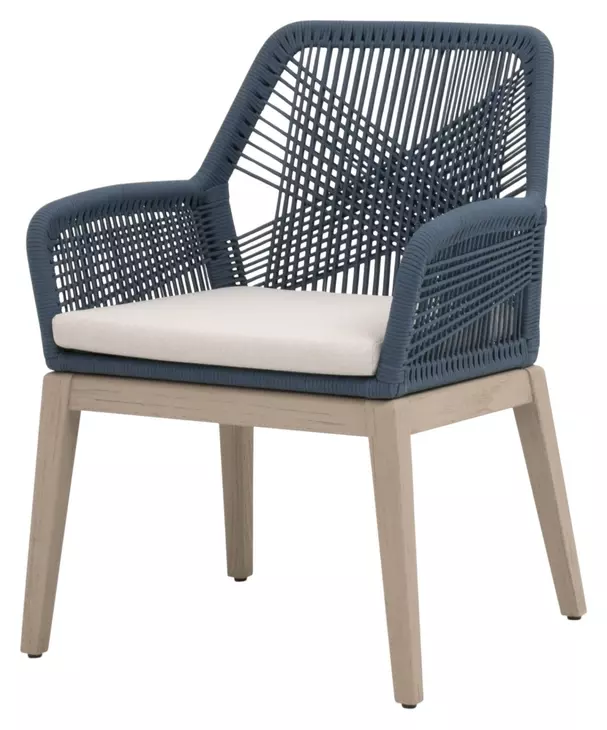 Loom White Performance Fabric Upholstered Outdoor Arm Chair Set of 2