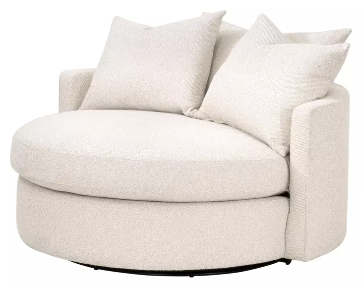 Stitch and Hand Upholstery Gellar Linen Performance Fabric Upholstered Swivel Lourne Grand Sofa Chair with Pillows