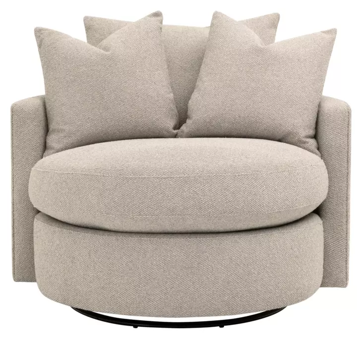 Stitch and Hand Upholstery Gellar Jute Performance Fabric Upholstered Swivel Lourne Petite Sofa Chair with Pillows