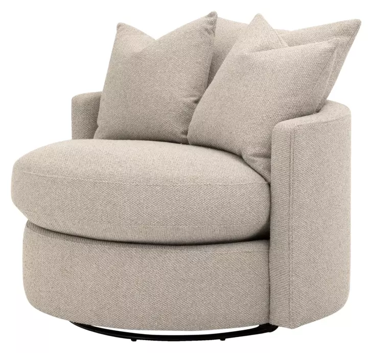 Stitch and Hand Upholstery Gellar Jute Performance Fabric Upholstered Swivel Lourne Petite Sofa Chair with Pillows