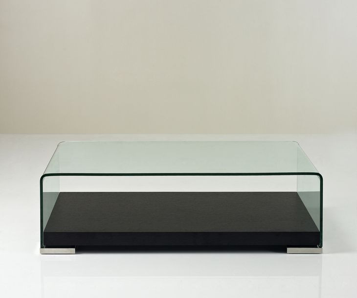 Modern Dark Oak Rectangular Glass Top Coffee Table