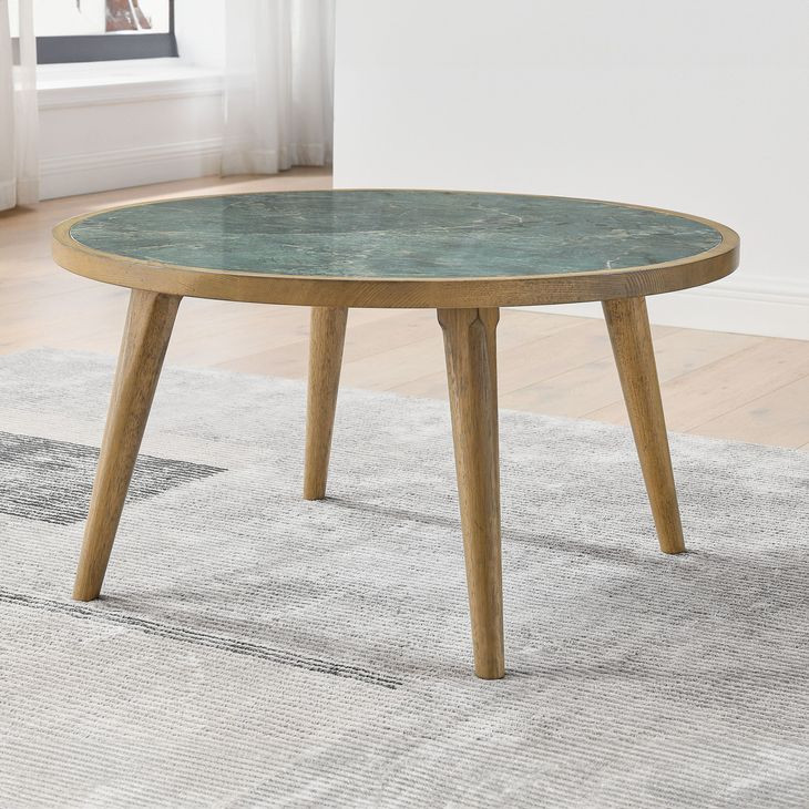 Novato Green Round Sintered Stone Cocktail Table
