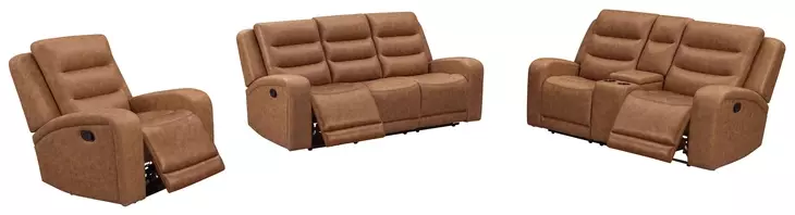Napa Wrangler Clay Leather Triple Reclining Living Room Set