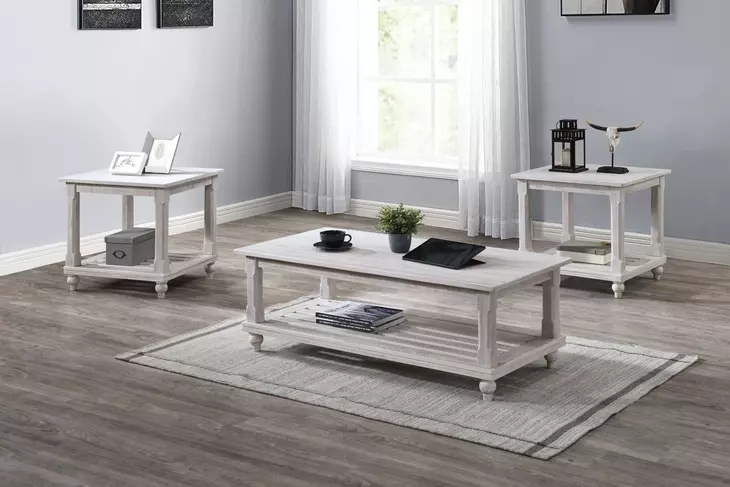 Cade White 3 Piece Occasional Table Set