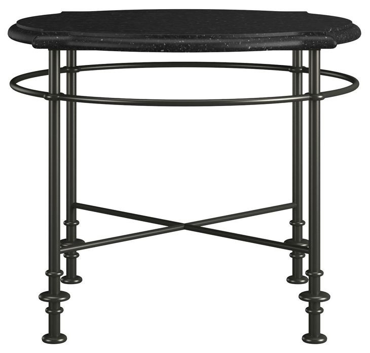Atrium Black Round Granite Top Chairside Table