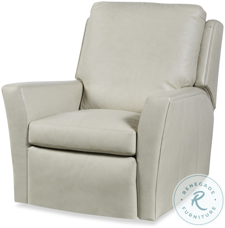 Aubry White Leather Swivel Glider Electric Recliner