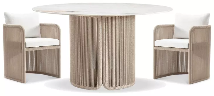 Trellis Brown and Beige Outdoor Dining Room Set