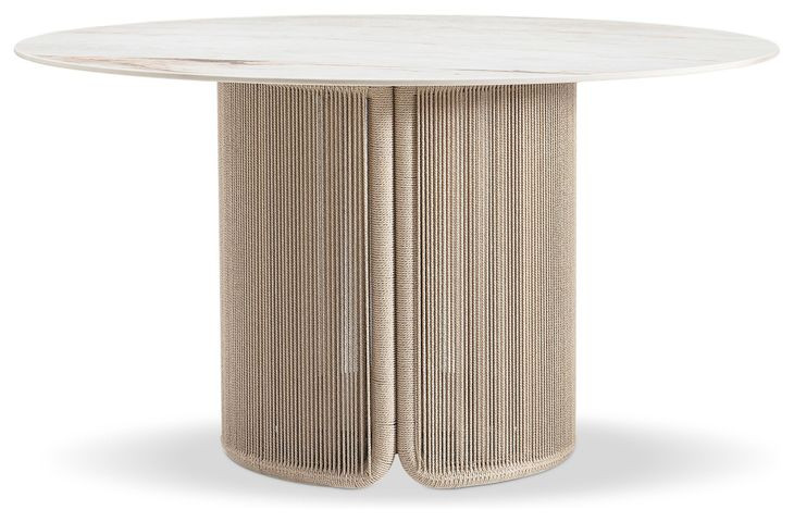 Trellis Brown and Beige 54" Round Outdoor Dining Table