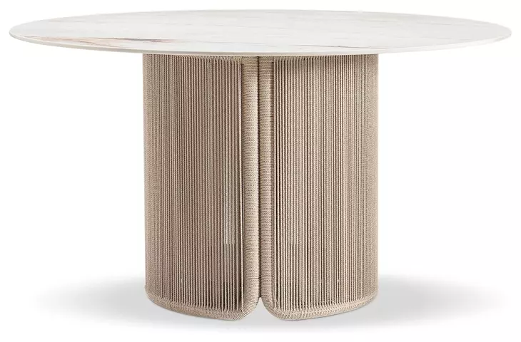 Trellis Brown and Beige 54" Round Outdoor Dining Table