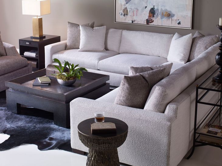 Great Room White 2 Piece Sectional with Throw Pillows