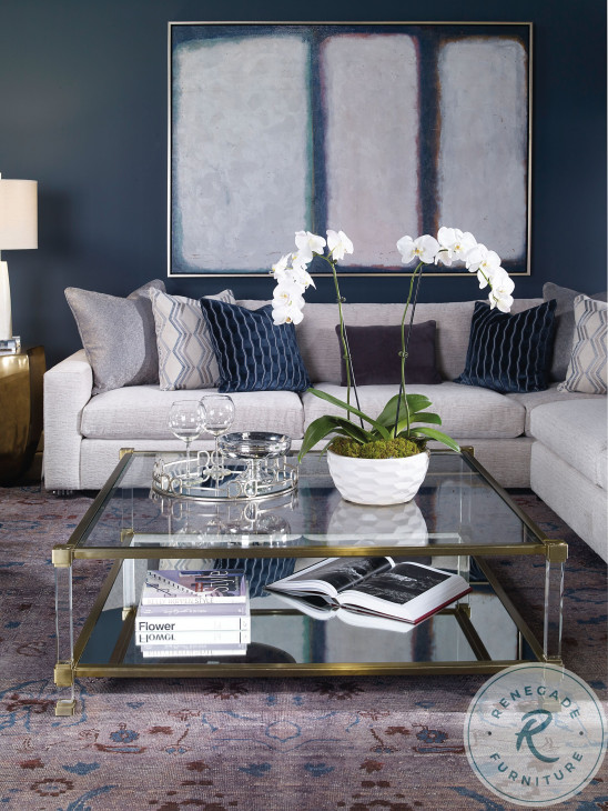 Gwyneth Clear Glass And Satin Brass Cocktail Table