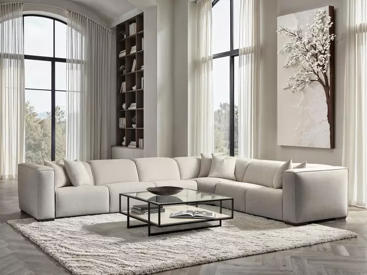 Bliss Cream 6 Piece Modular Power Reclining Sectional with Pillows