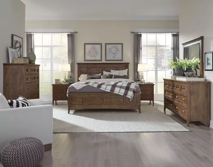 Bay Creek Toasted Nutmeg 7 Drawer Dresser with Rectangular Mirror
