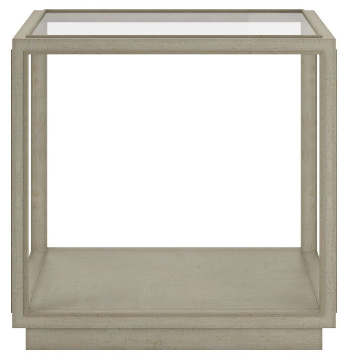 Glaze Bezel Square Glass Top End Table