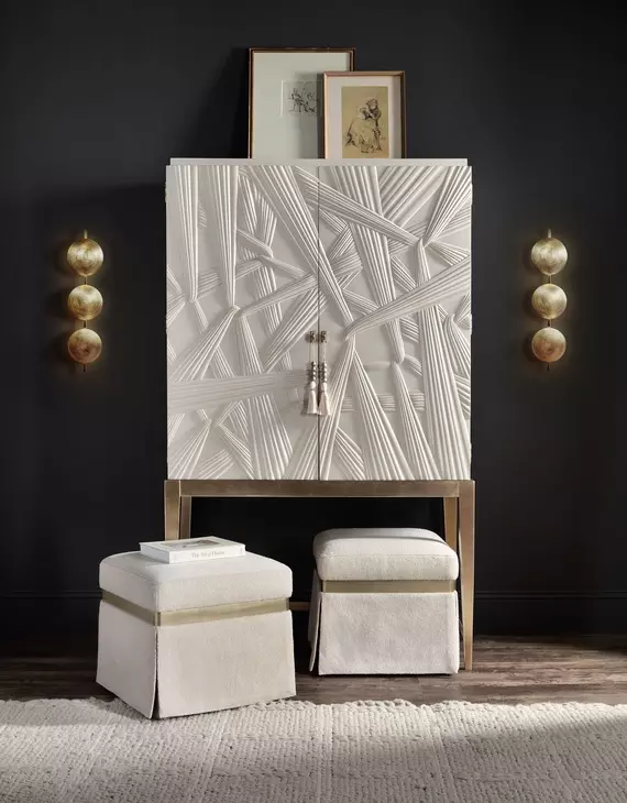 Melange Cream and Champagne Dream Weaver 2 Door Bar Cabinet with LED