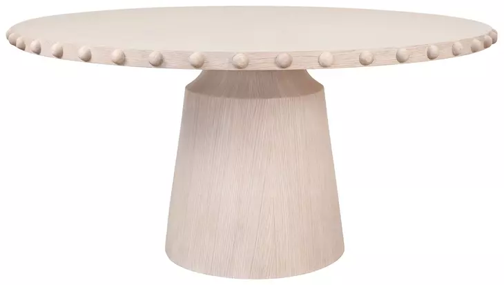 Lucian White Oak 61.5" Dining Table With Studded Edge Top And Tapered Base