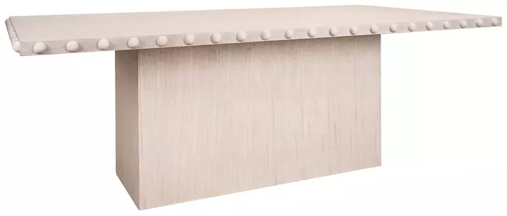 Lucian White Oak 85.75" Dining Table With Studded Edge Top And Tapered Base