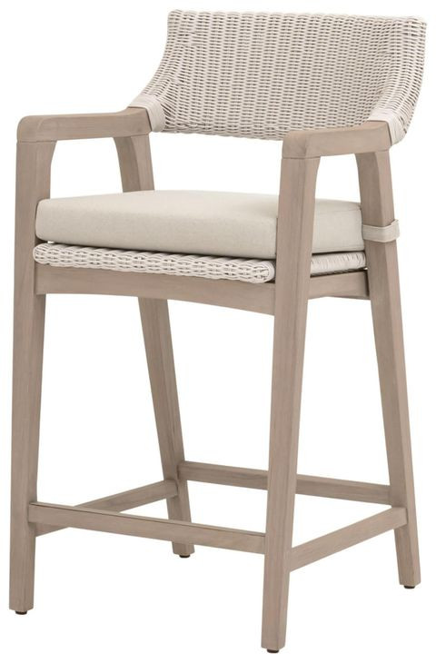 Lucia Stone Performance Fabric Upholstered Outdoor Counter Height Stool