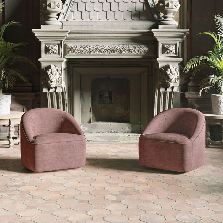 Lulu Red Upholstered 360 Swivel Accent Chair