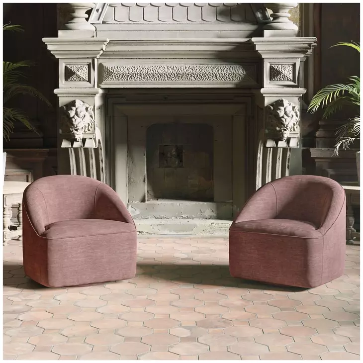 Lulu Red Upholstered Swivel Accent Chair