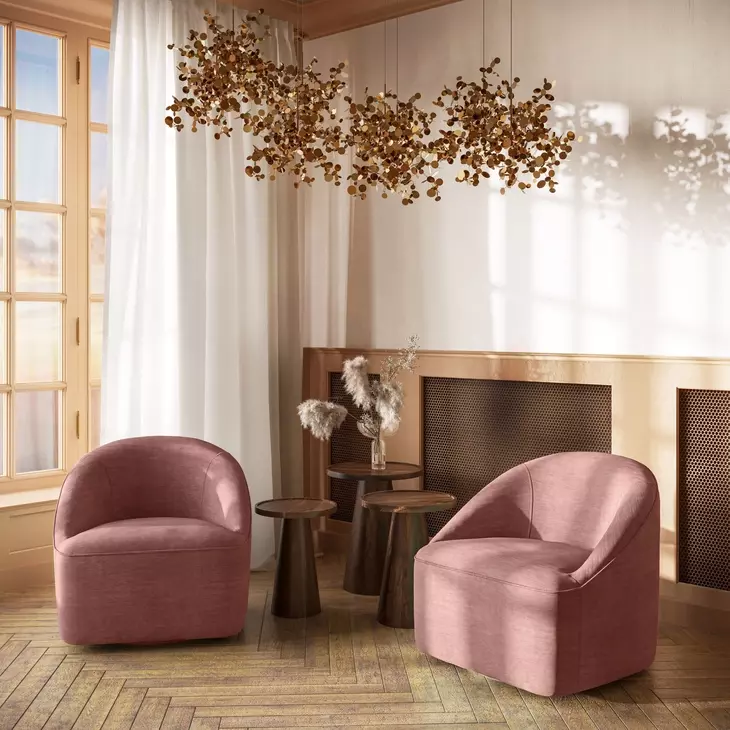 Lulu Red Upholstered 360 Swivel Accent Chair