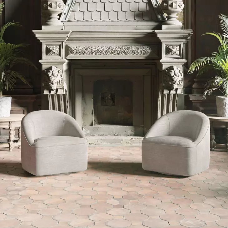 Lulu Brown Upholstered Swivel Accent Chair