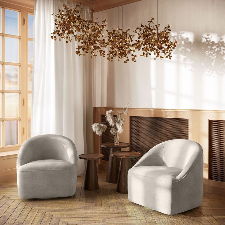 Lulu Brown Upholstered Swivel Accent Chair