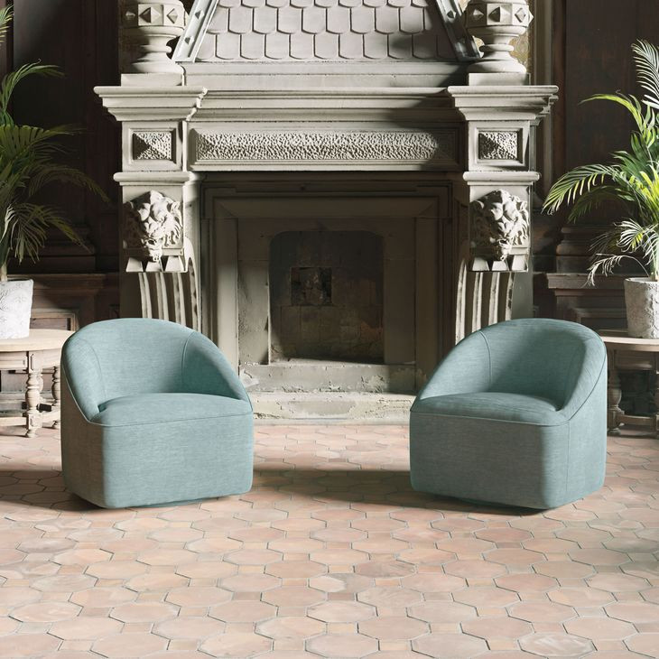 Lulu Blue Upholstered Swivel Accent Chair