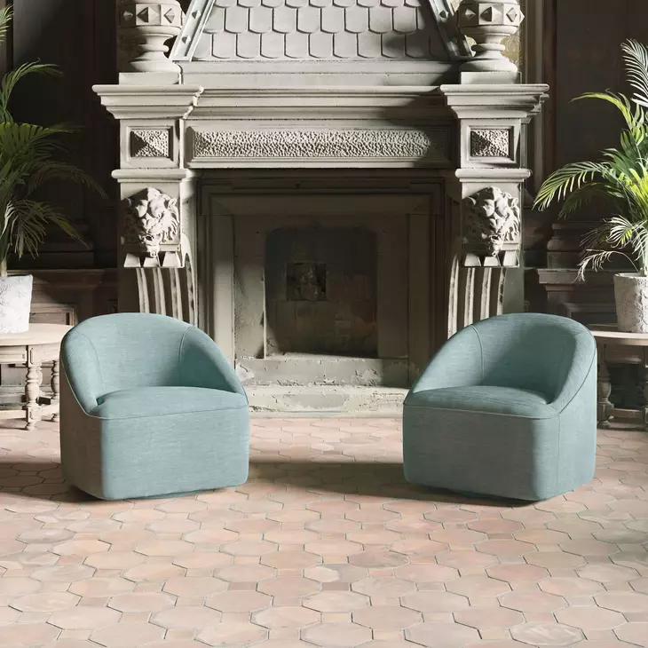 Lulu Blue Upholstered Swivel Accent Chair