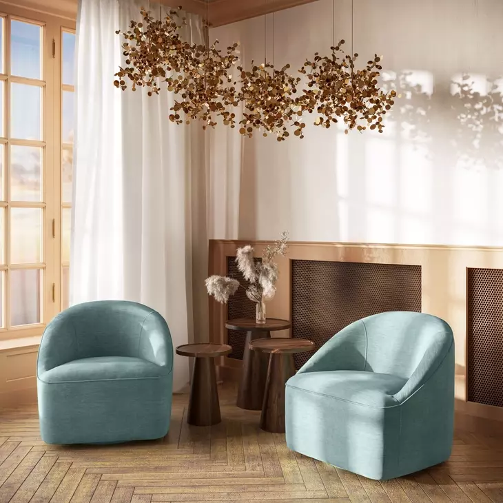 Lulu Blue Upholstered Swivel Accent Chair