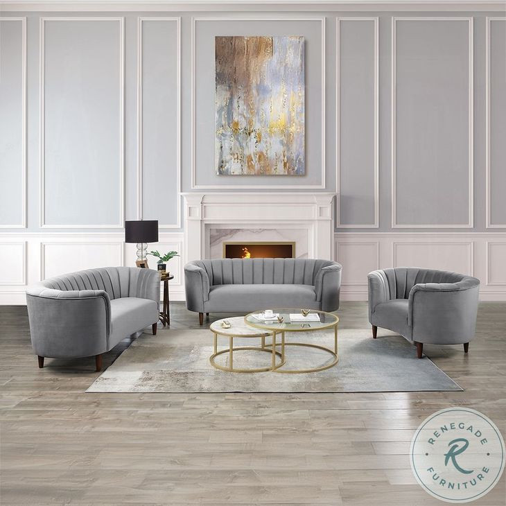 Millephri Gray Velvet 81" Sofa